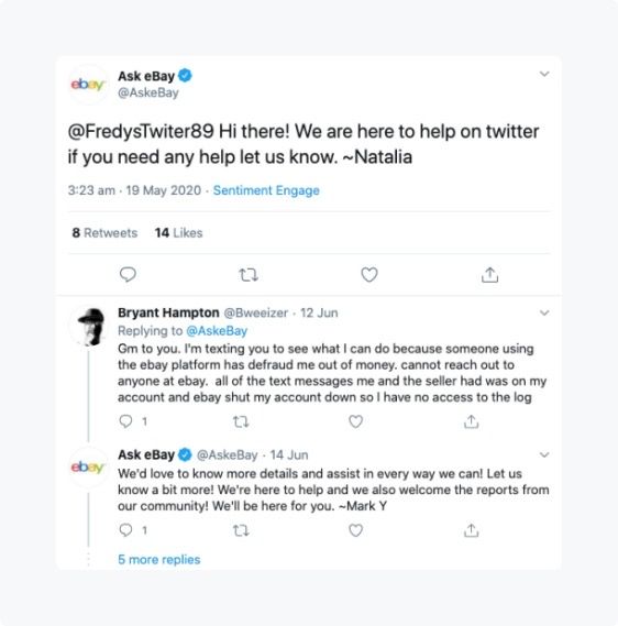 Ebay responds to customers on Twitter