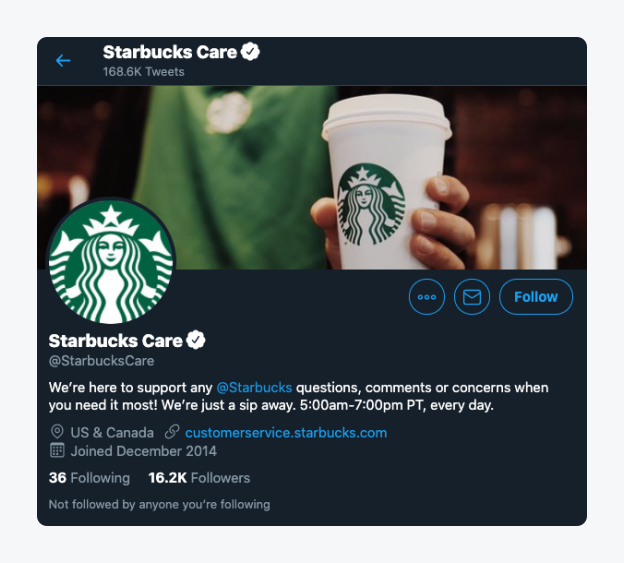 Social Customer Service Starbucks Twitter Handle