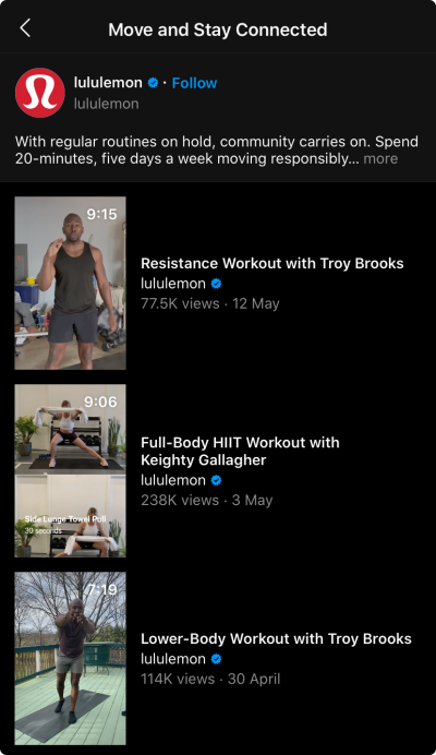 Video content on Instagram
