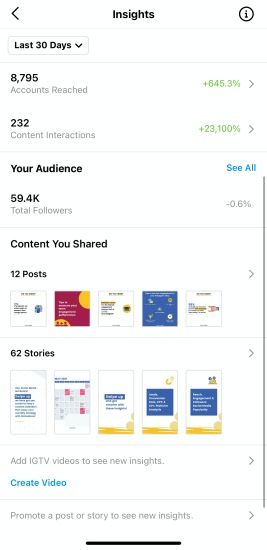 Instagram Profile Insights Options