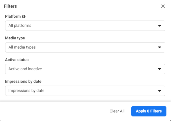 Facebook Ad Library Filters