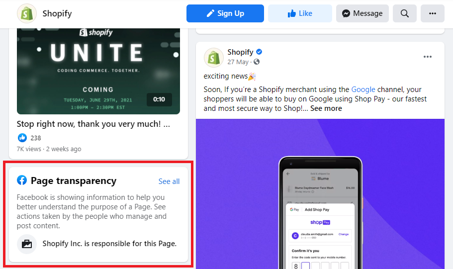 Page Transparency Facebook
