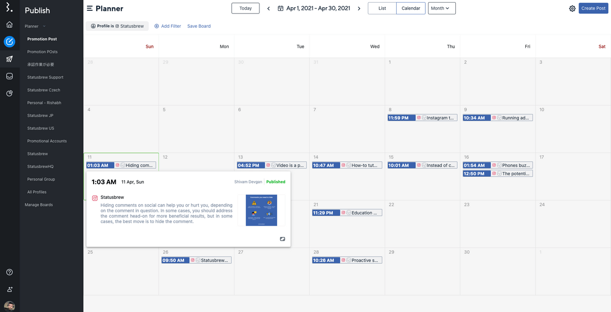 Create A Calendar & Schedule Post