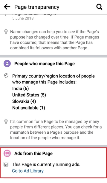 Page Transparency Facebook