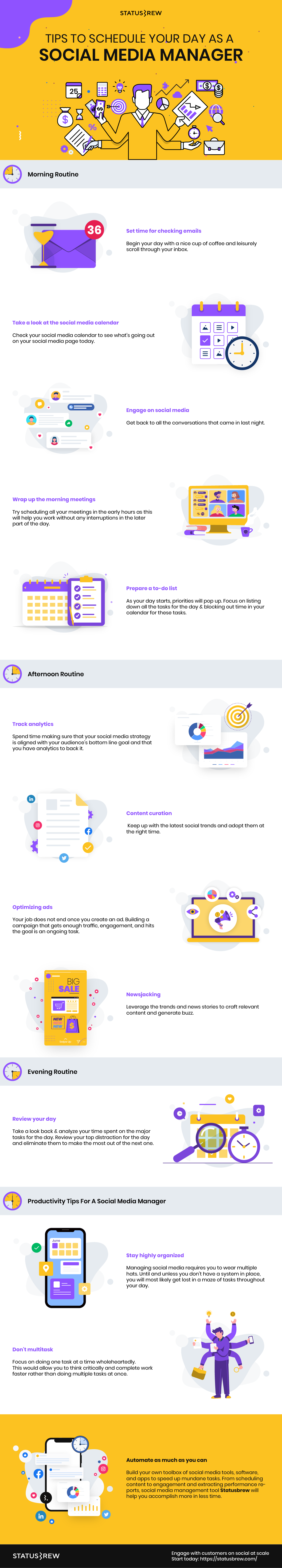Tips to schedule your day as a social media manager Infographic