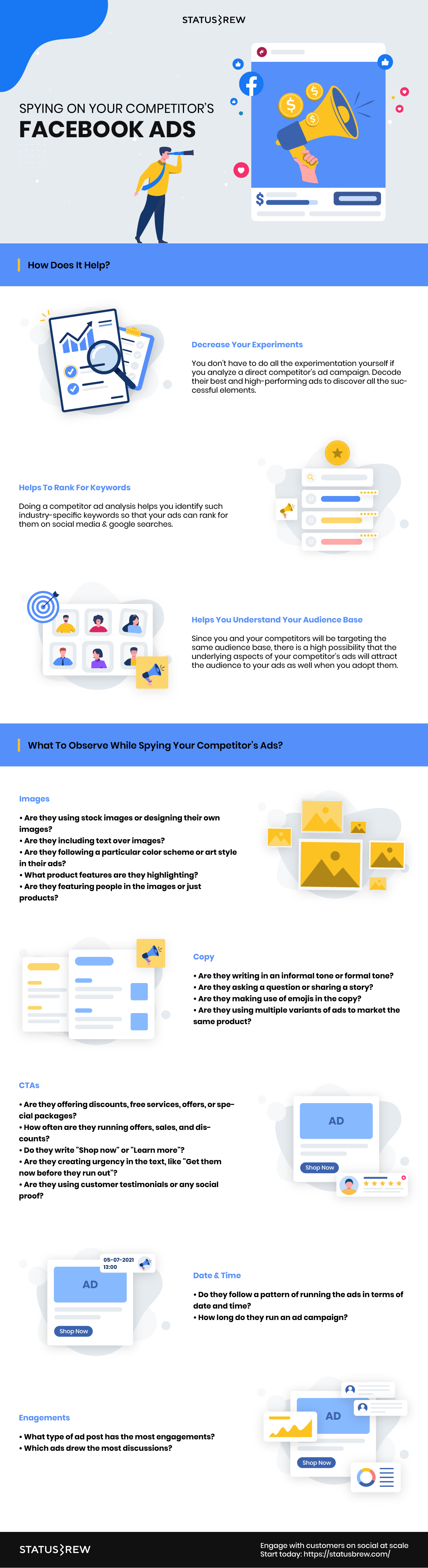Spying on your competitor's Facebook & Instagram ads Infographic