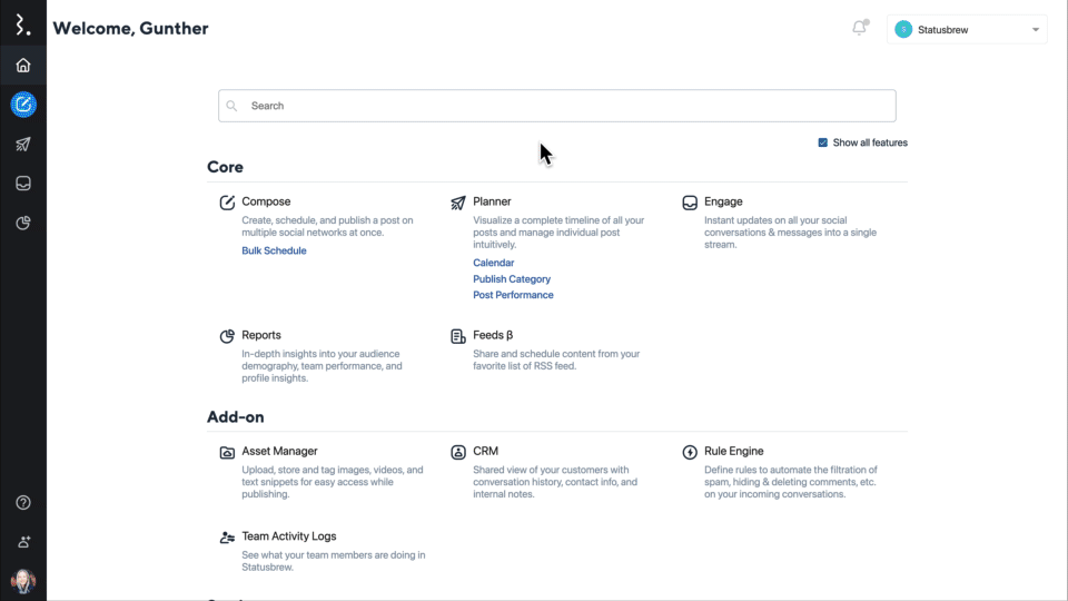 Schedule content using Statusbrew