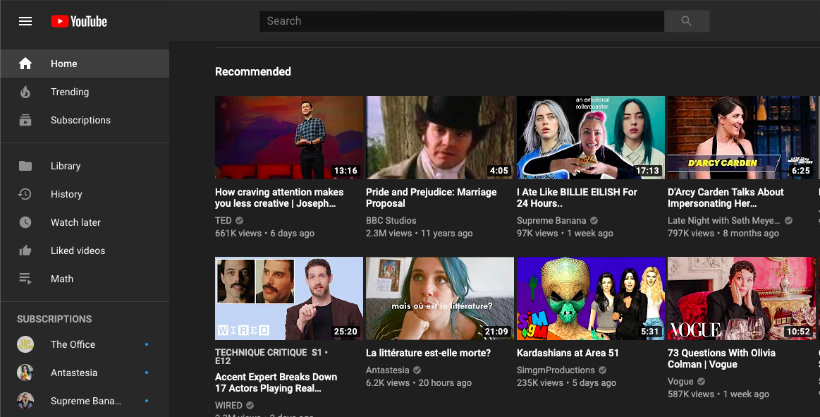 YouTube Algorithm For Recommended Streams