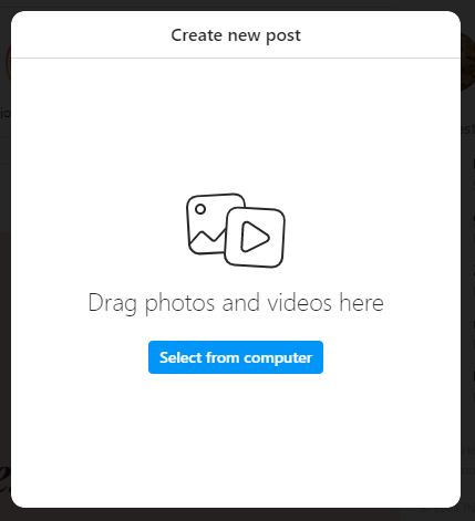 Post On Instagram From PC Step 3