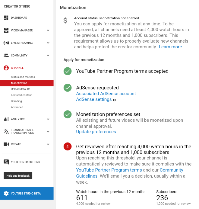 Requirements For YouTube Monetization