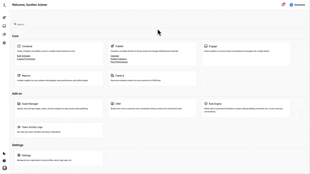 Week-wise Content Calendar View On Statusbrew