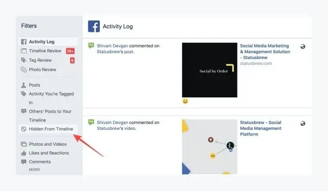 Facebook Hidden On Timeline