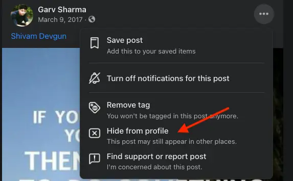 Hide a Facebook post