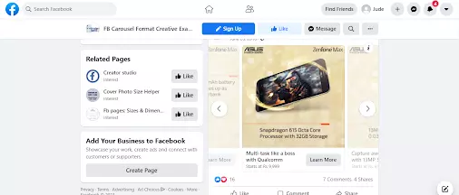 Facebook Carousel Ads