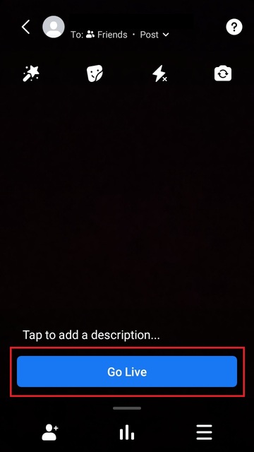 Go Live button on Facebook