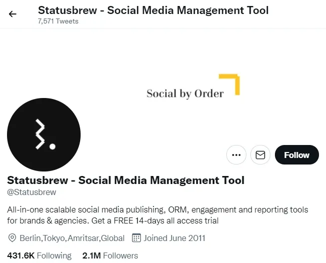 Statusbrew twitter bio