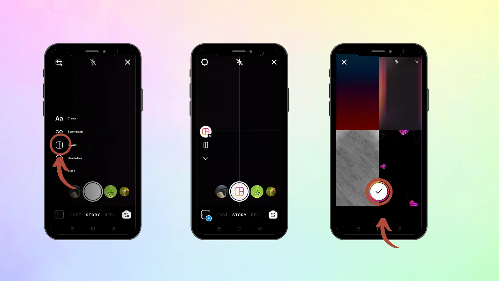 how to use layout to add multiple photos to one Instagram Story