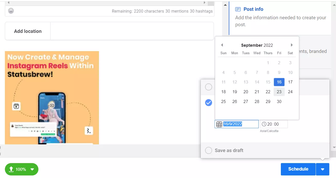 Schedule Instagram Reels Using Creator Studio