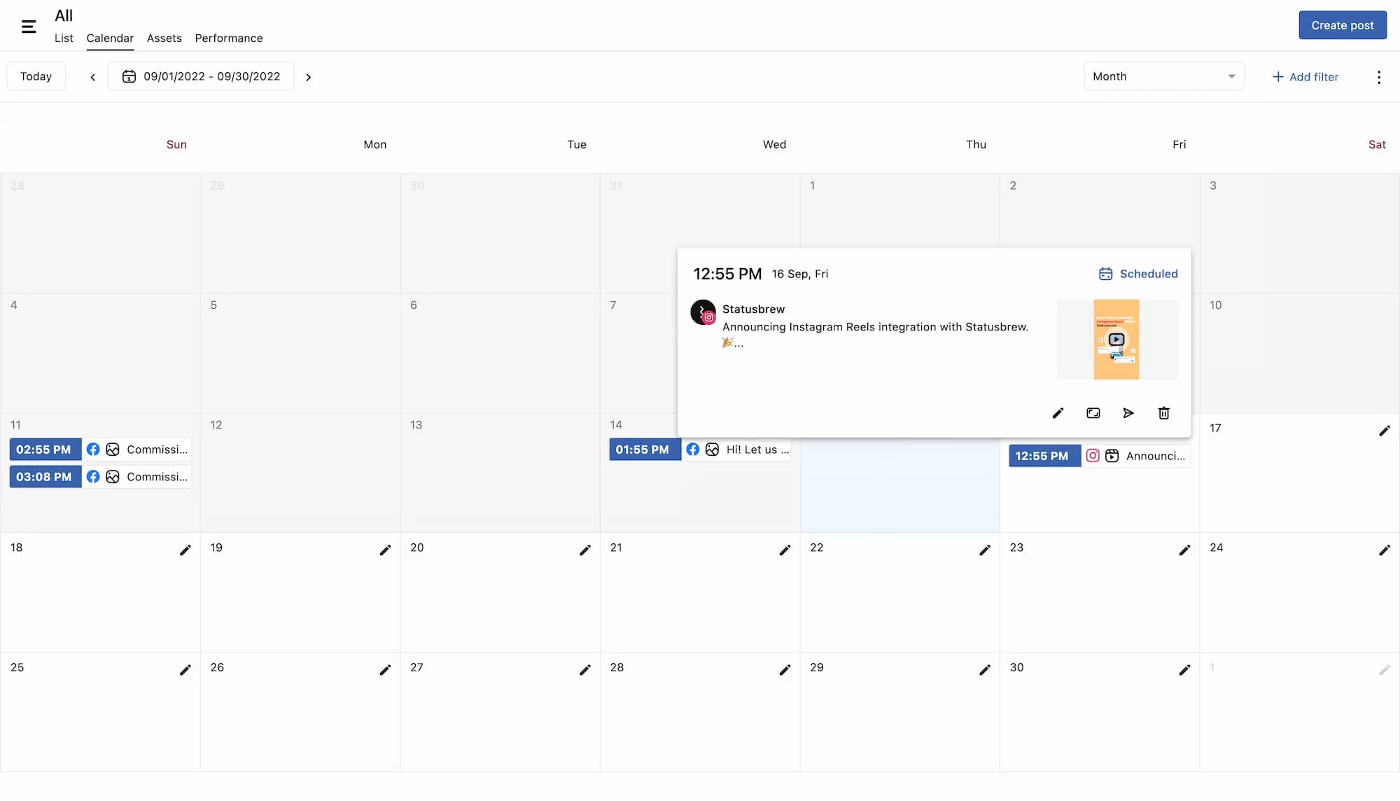 Scheduled Reel On Calendar