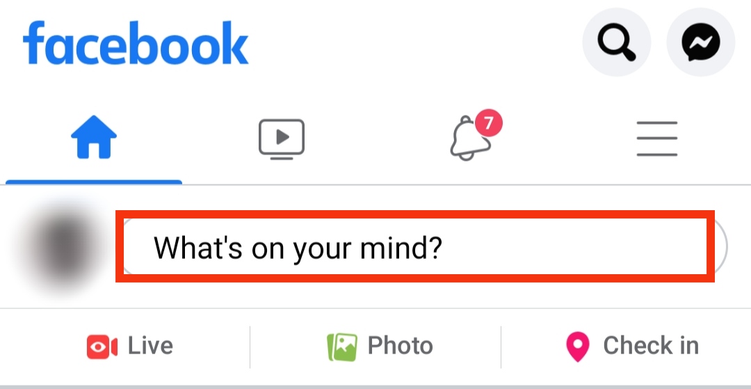 Tap on What's On Your Mind?