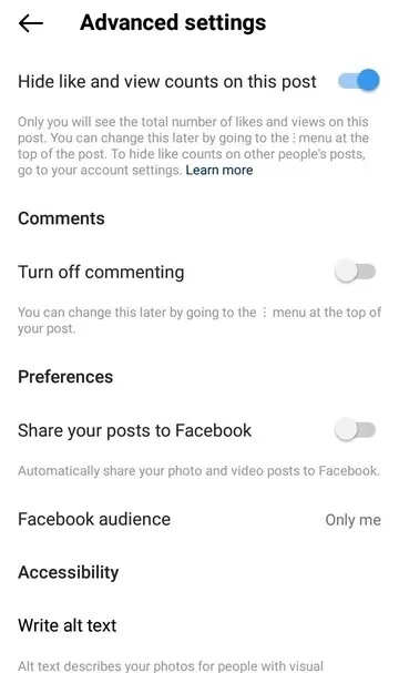How To Hide Likes On Instagram On Your Own Post When Creating It