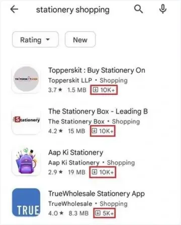 Example of App Downloads affecting search results in Play Store