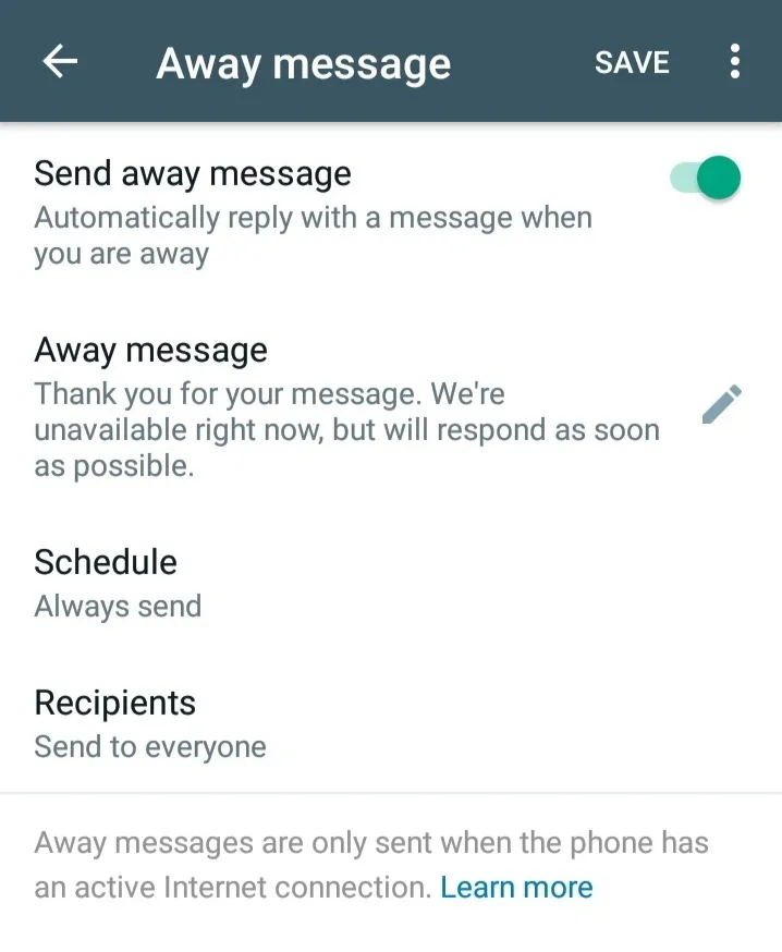 Enable-send-away-message