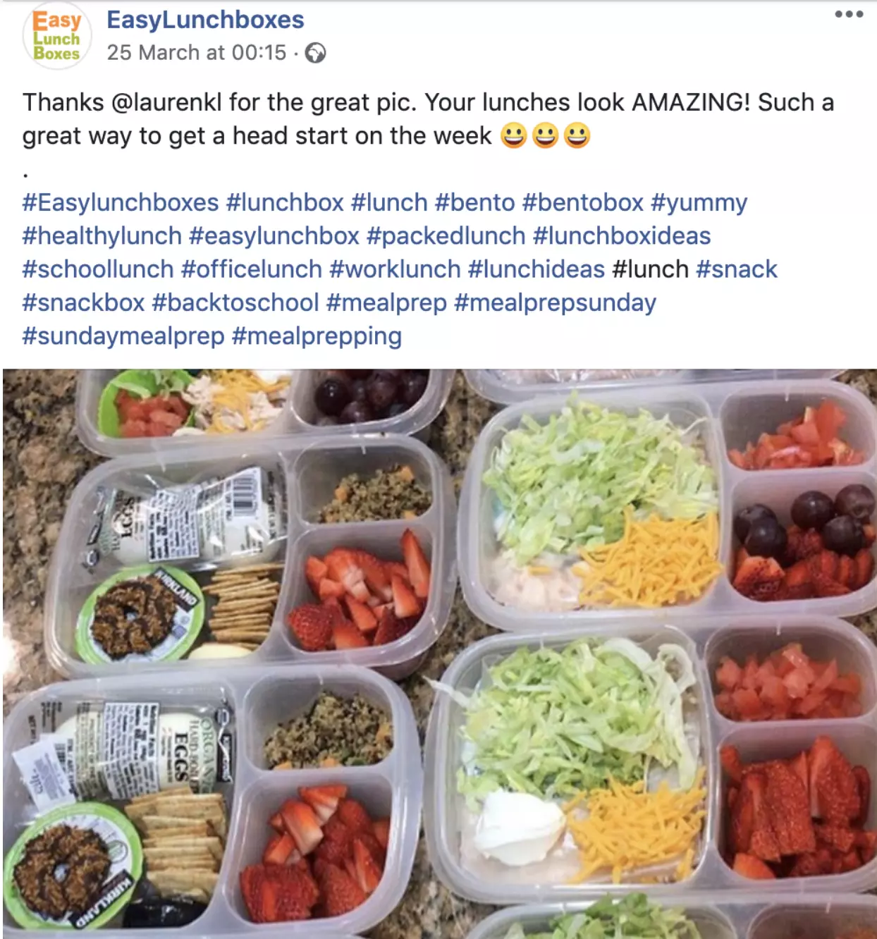 EasyLunchBox Facebook Post