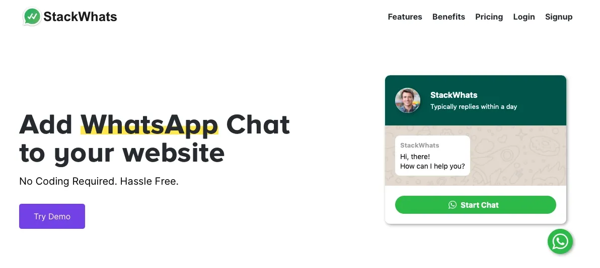 WhatsApp Button on Website