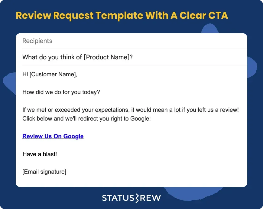 A Template To Ask For Review In Email With CTA