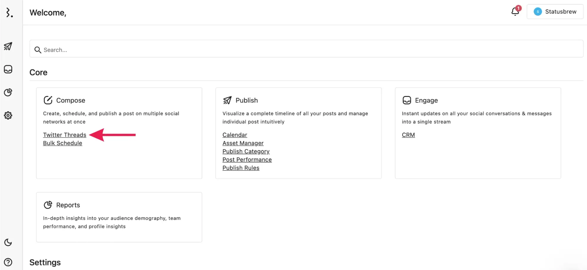 Schedule Twitter Threads In Statusbrew Step 1