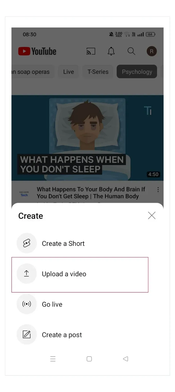 How To Schedule YouTube Videos On Phone Step 2
