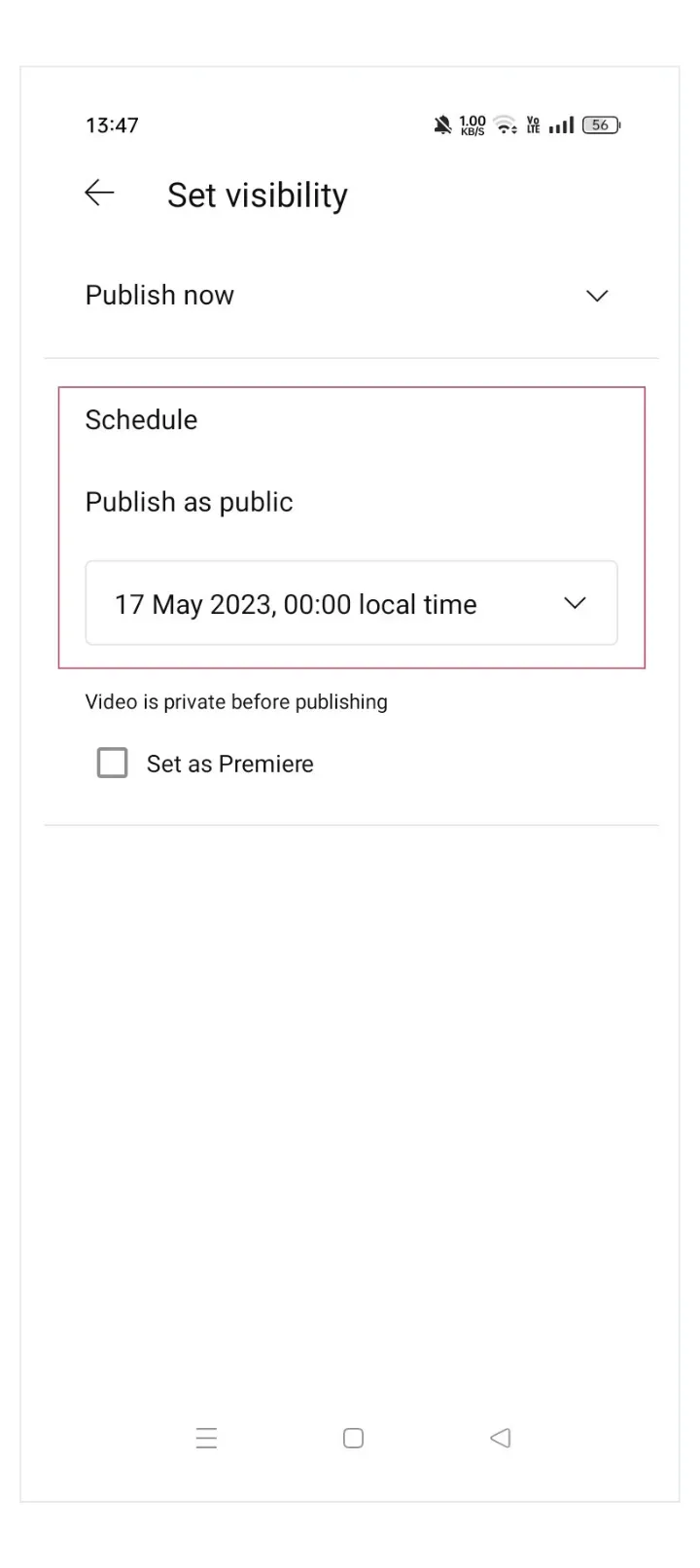 How To Schedule YouTube Videos On Phone Step 4