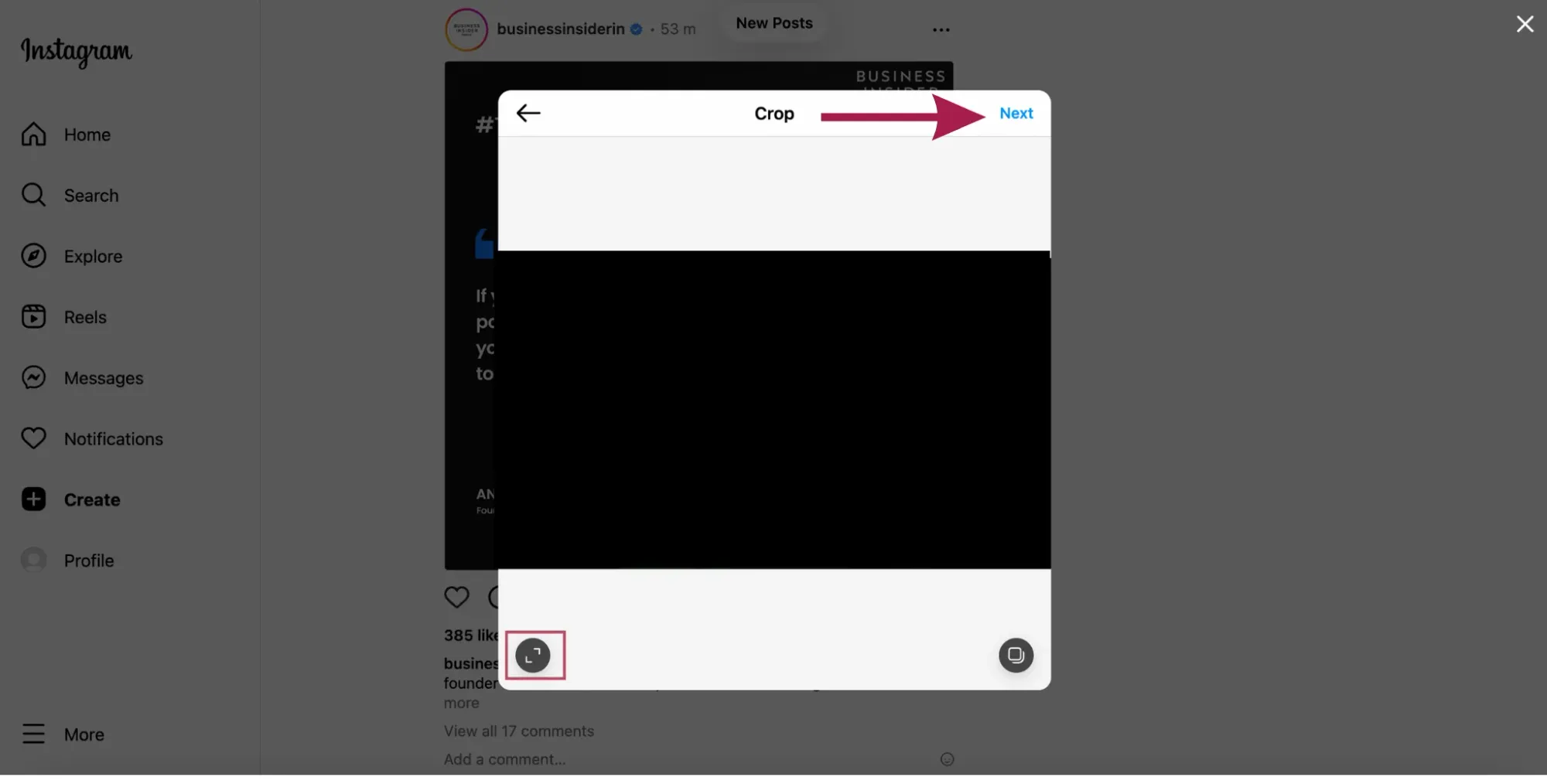 Post Reels On Instagram From PC Step 4
