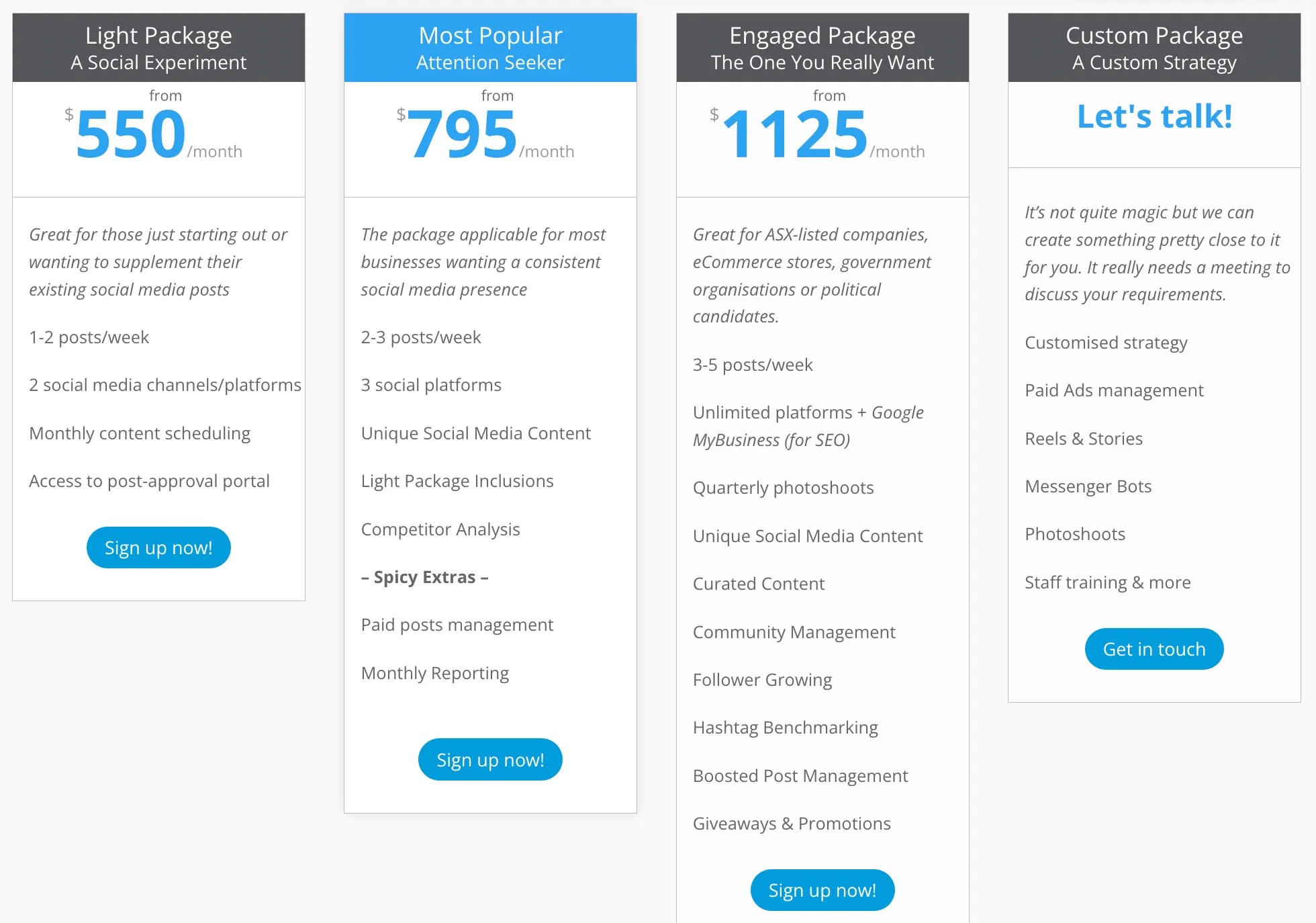 Create Tiered Packages