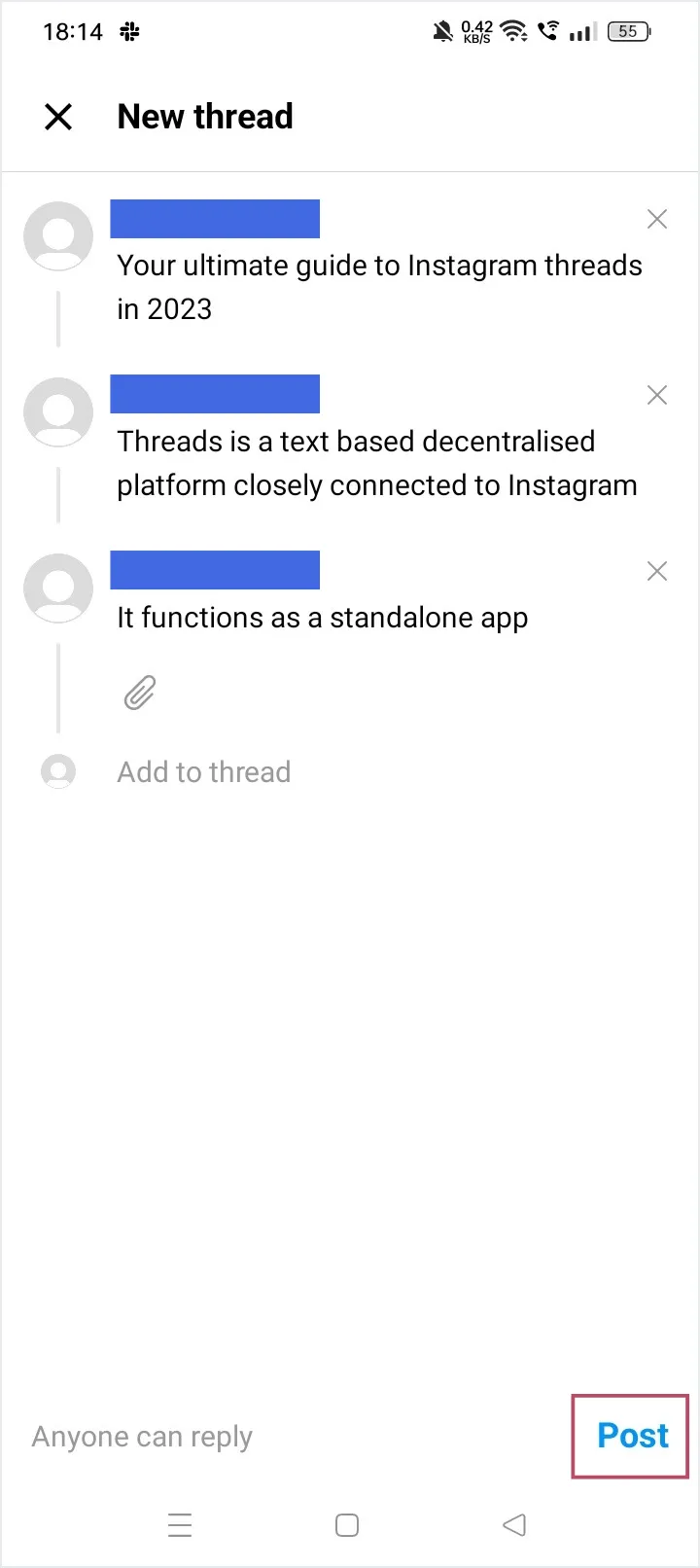 How To Post In Threads Step 5