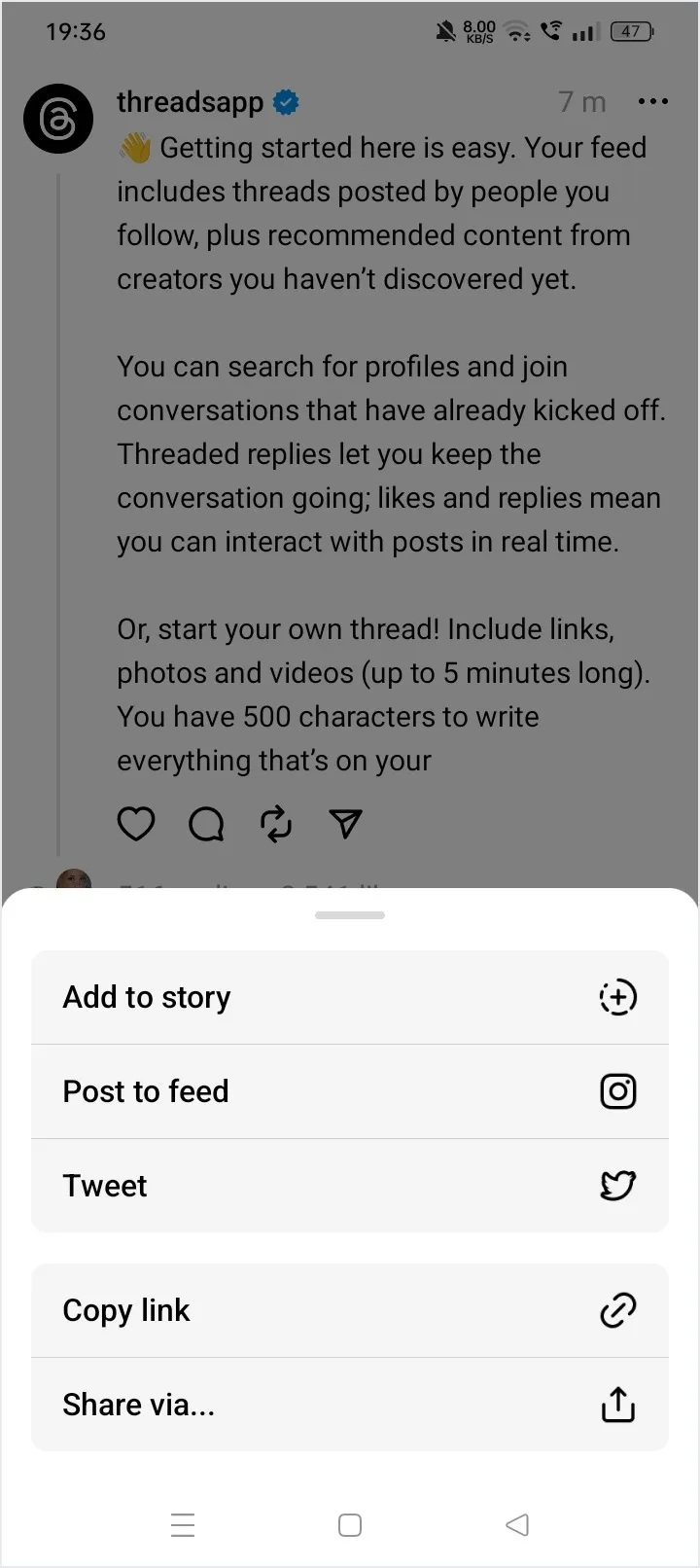 How To Share In Threads