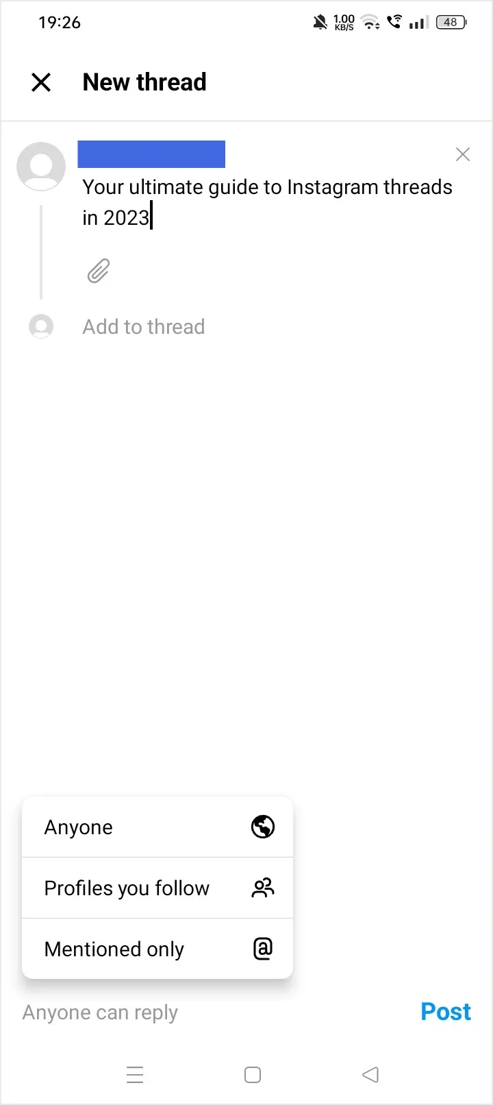 How To Post In Threads Step 4
