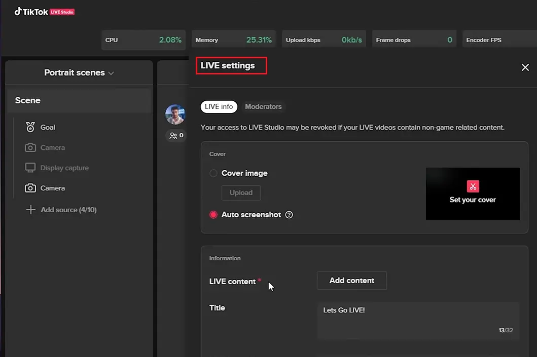 Check-live-settings