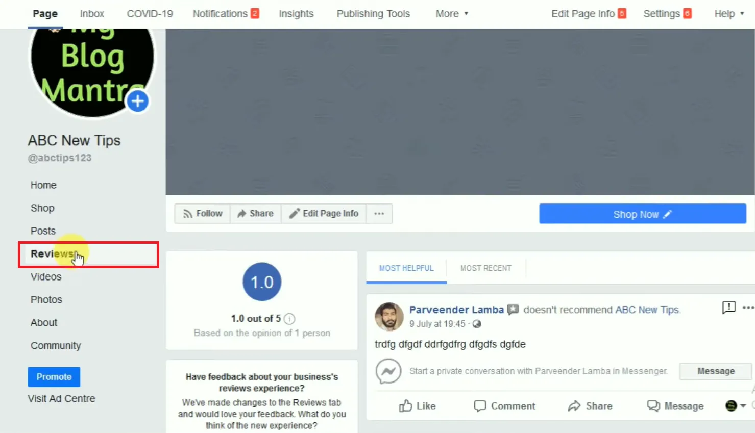 Removing Facebook Reviews