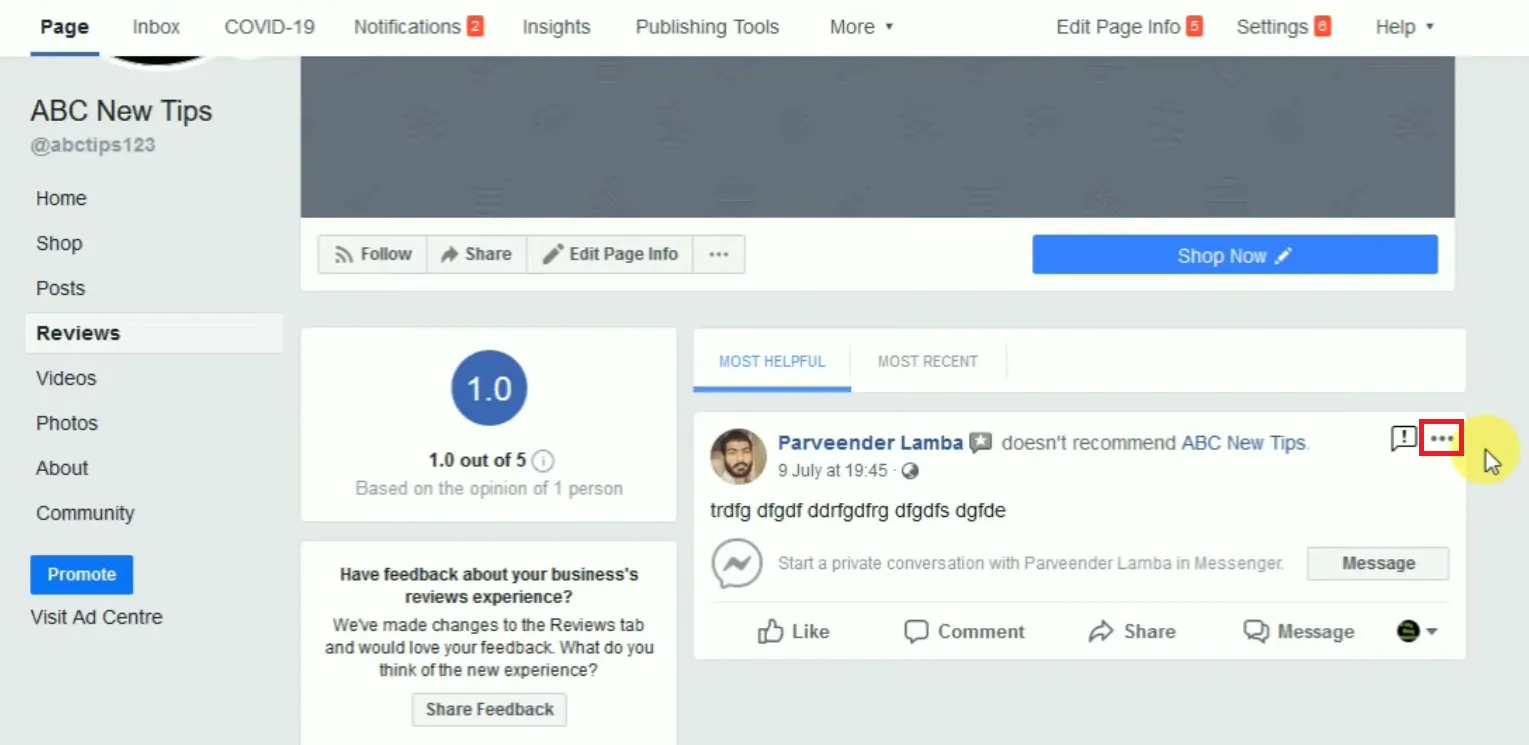Removing Facebook Reviews