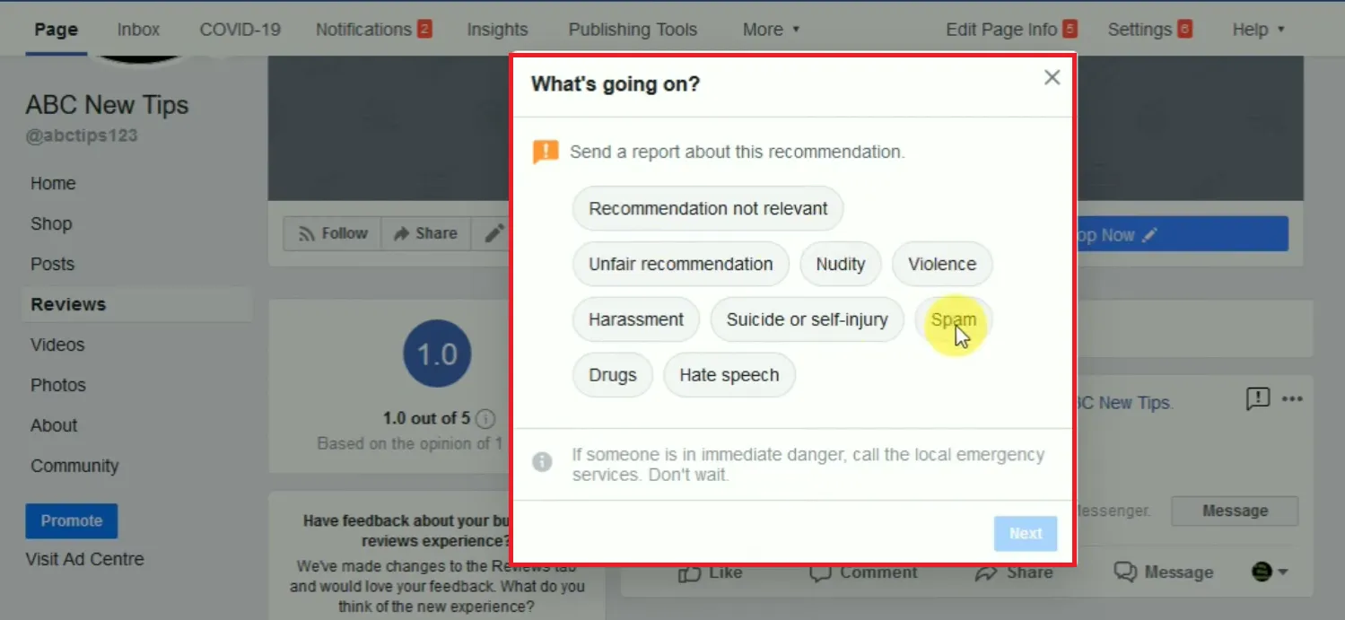 Removing Facebook Reviews