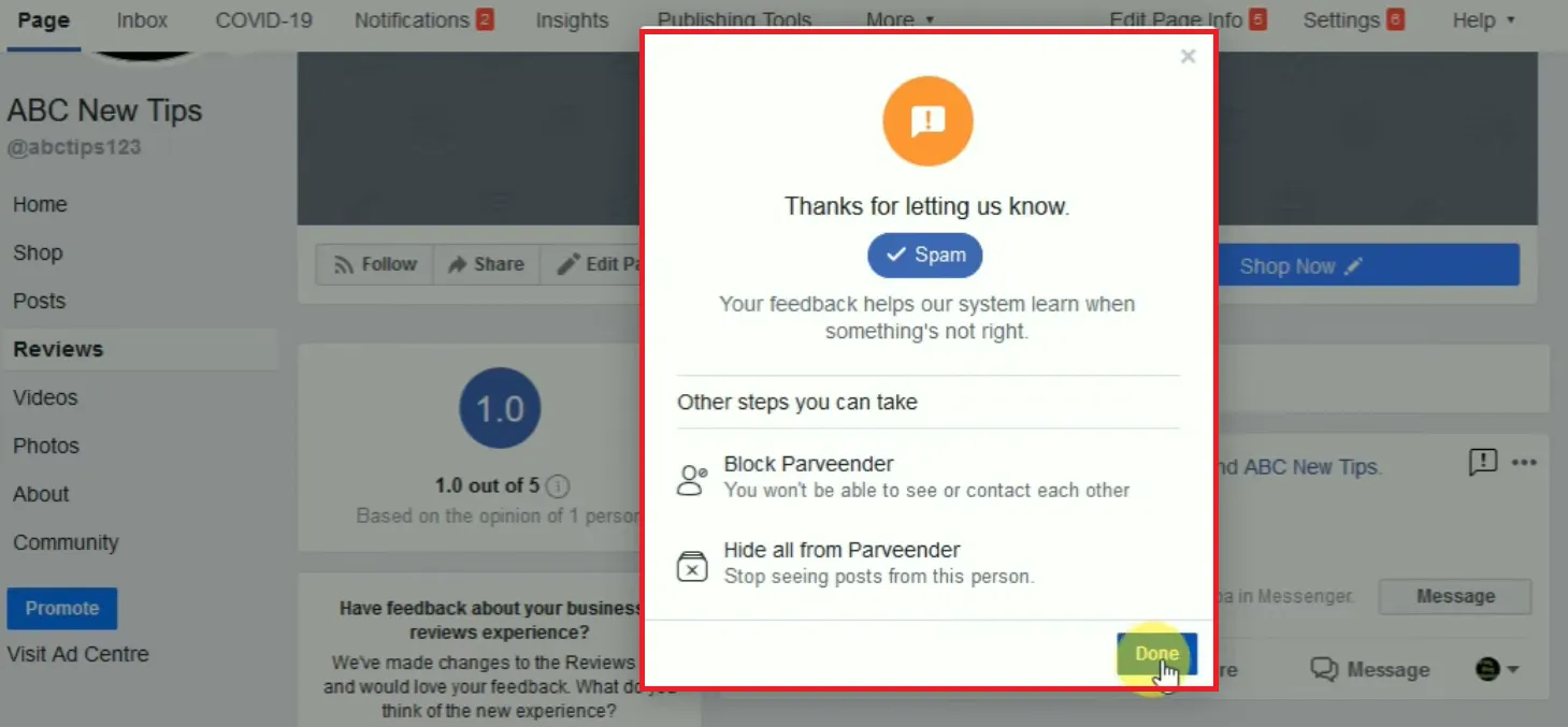 Removing Facebook Reviews