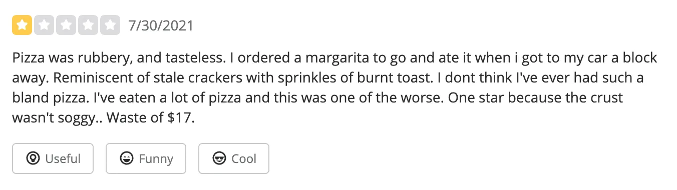 Examples Of Legitimate Negative Yelp Reviews