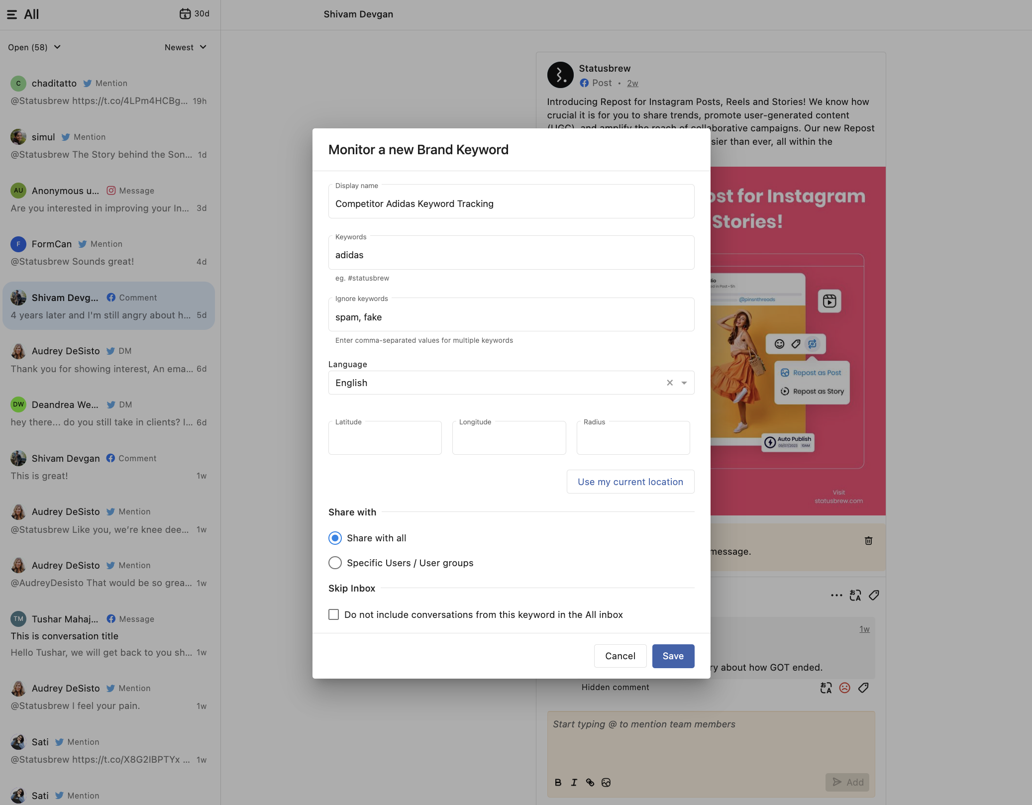 Use Social Listening