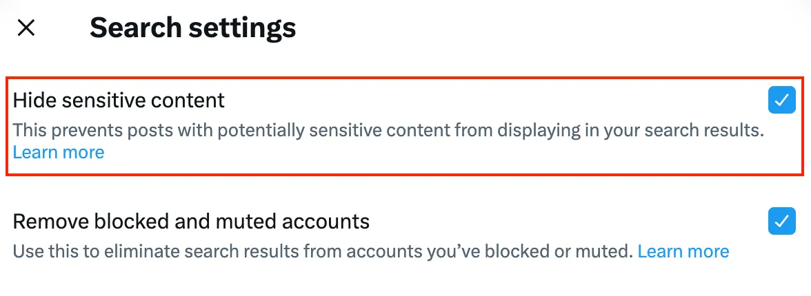 Twitter Hide sensitive content