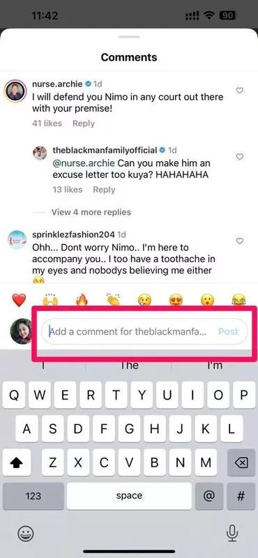 GIF option in Instagram comments