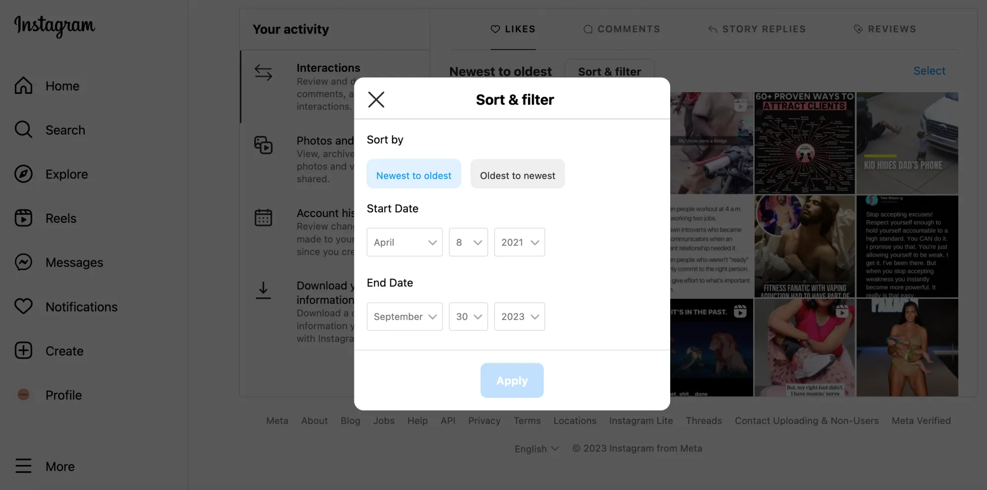 How To Sort And Filter Liked Instagram Posts Step 2