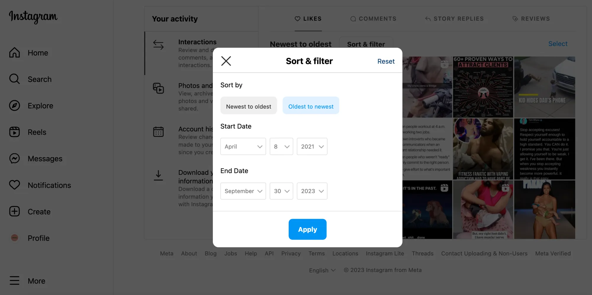 How To Sort And Filter Liked Instagram Posts Step 3