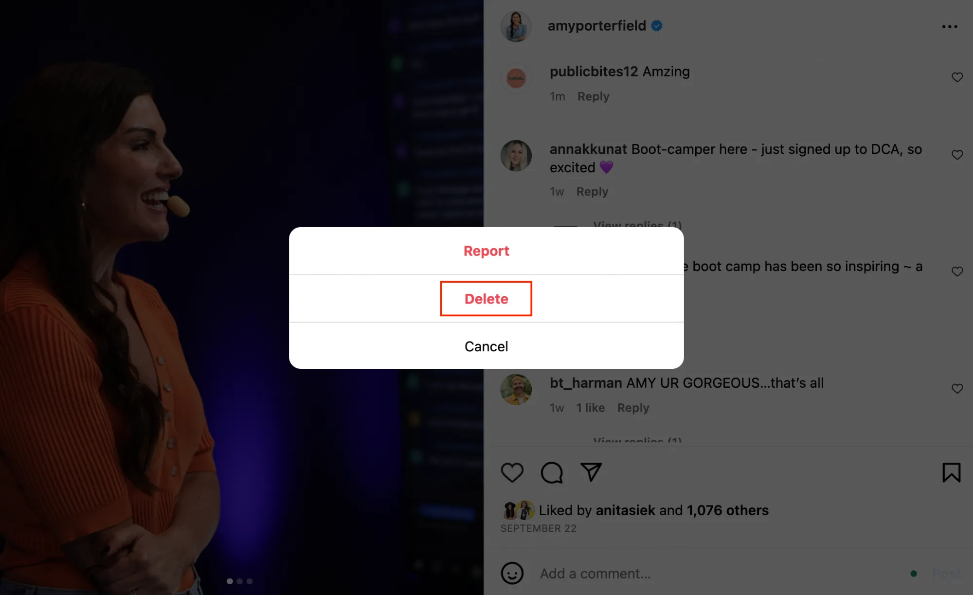 How To Delete Instagram Comments: On PC Step 4